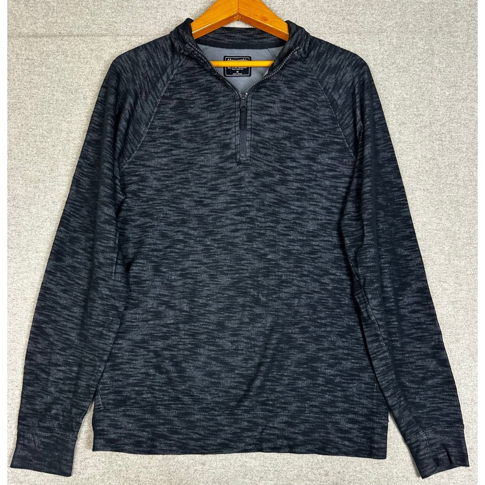 Abercrombie & Fitch Quarter Zip Mens Medium Navy Heather Marled Top